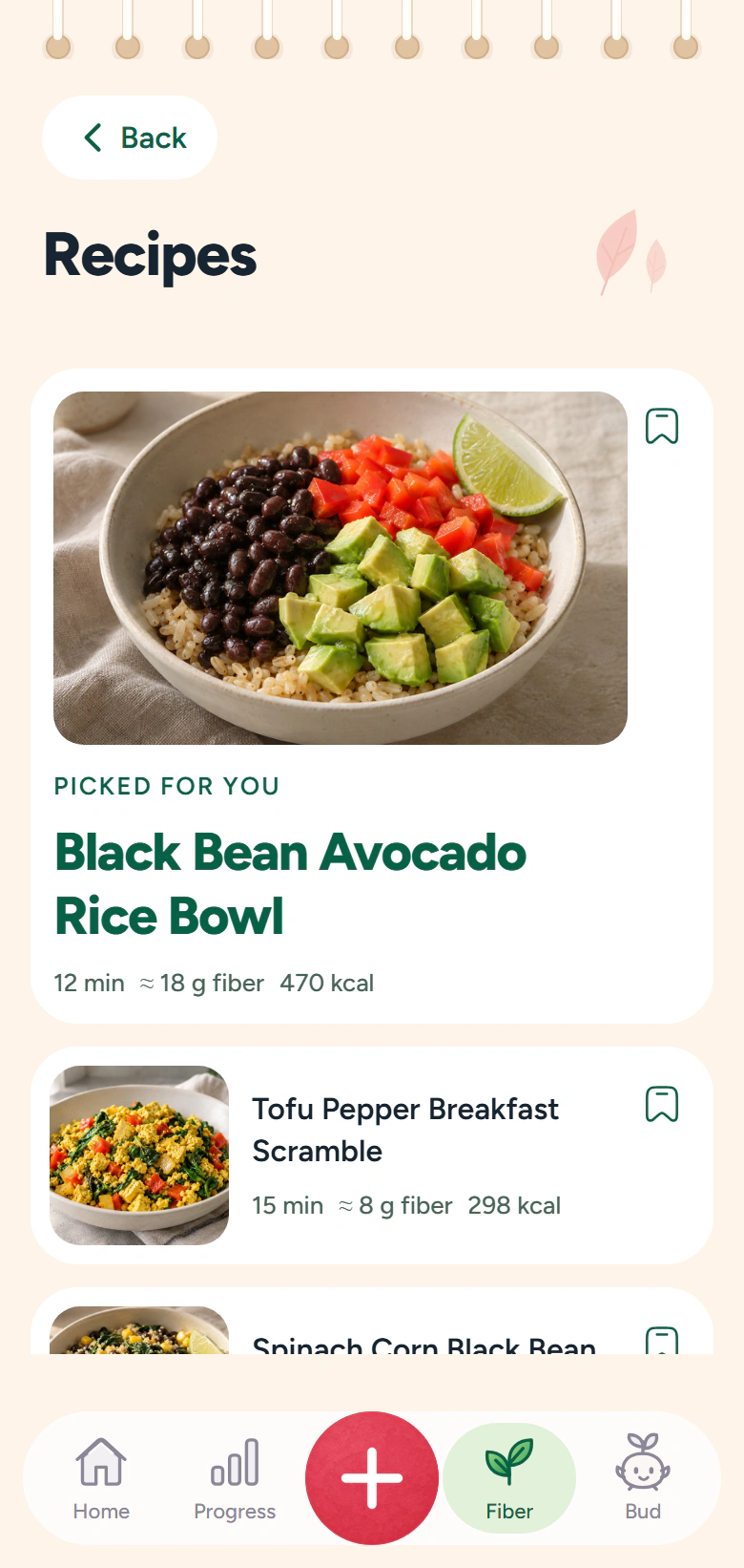 Featured black bean avocado rice bowl recipe in Fibby
